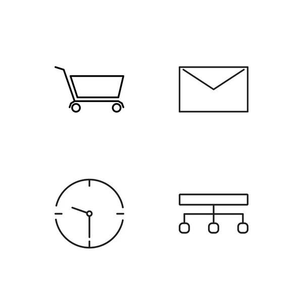 Marketing Simple Outlined Icons Set — Stock Vector