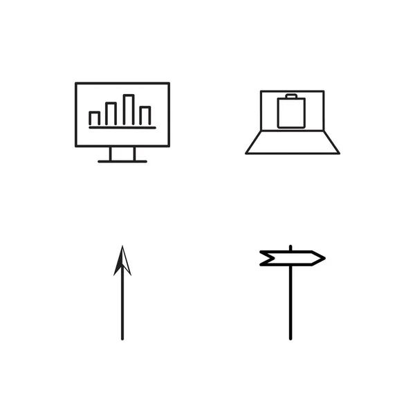 Marketing Conjunto Ícones Delineados Simples — Vetor de Stock