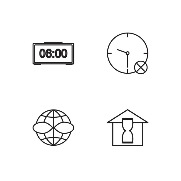Tijd Eenvoudige Overzicht Pictogrammen Instellen — Stockvector