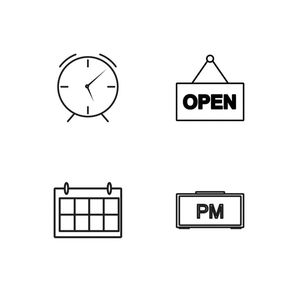 Tiempo Simple Bosquejado Iconos Conjunto — Vector de stock