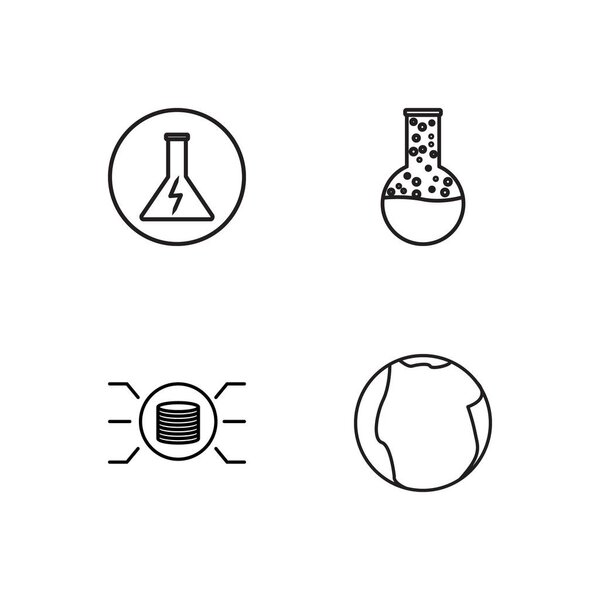 science simple outlined icons set