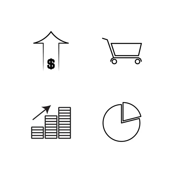 Comercialización Simple Bosquejado Iconos Conjunto — Archivo Imágenes Vectoriales