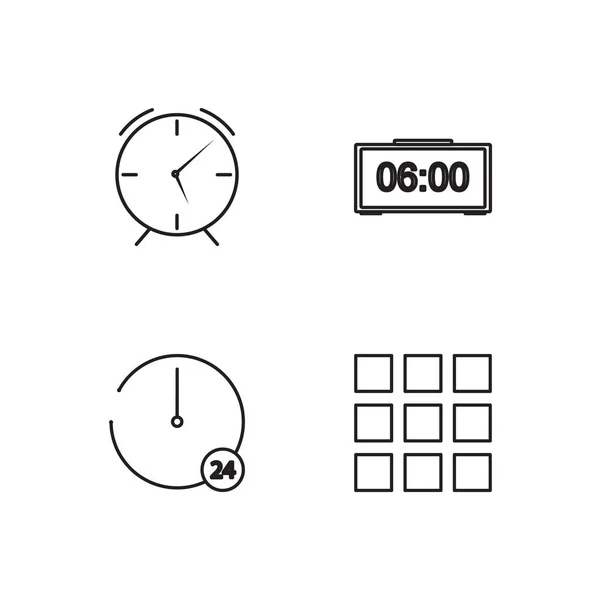 Time Simple Outlined Icons Set — Stock Vector