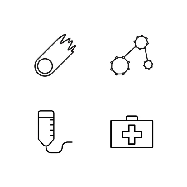 Science Simple Outlined Icons Set — Stock Vector