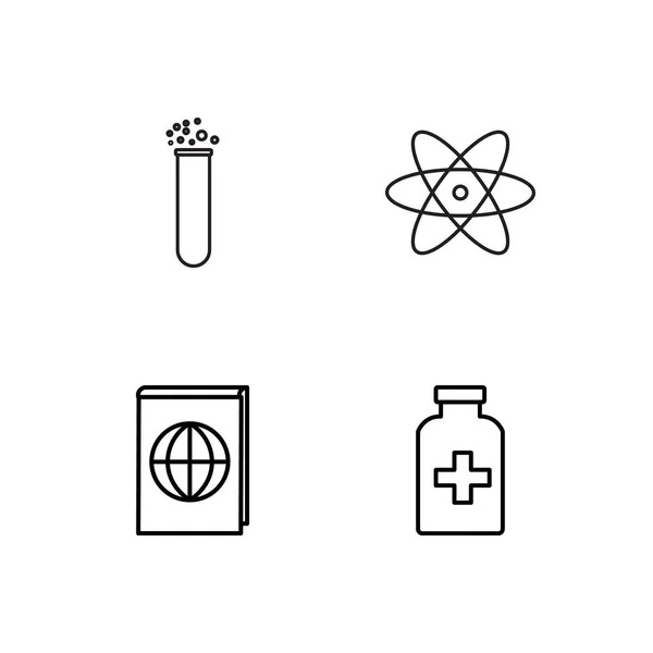 Science Simple Outlined Icons Set — Stock Vector