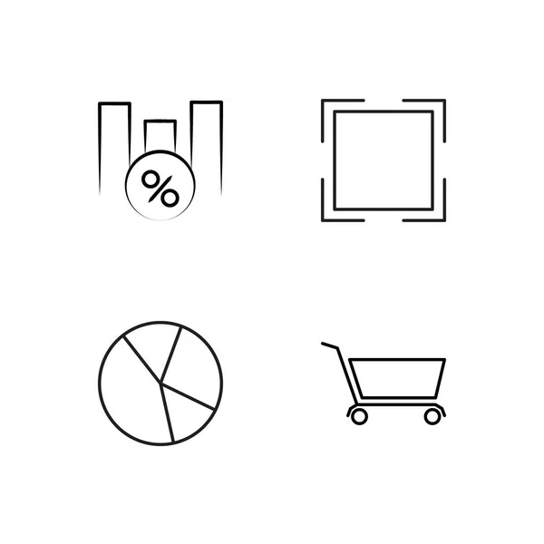 Comercialización Simple Bosquejado Iconos Conjunto — Vector de stock