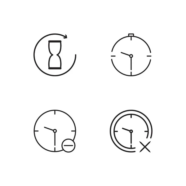 Time Simple Outlined Icons Set — Stock Vector