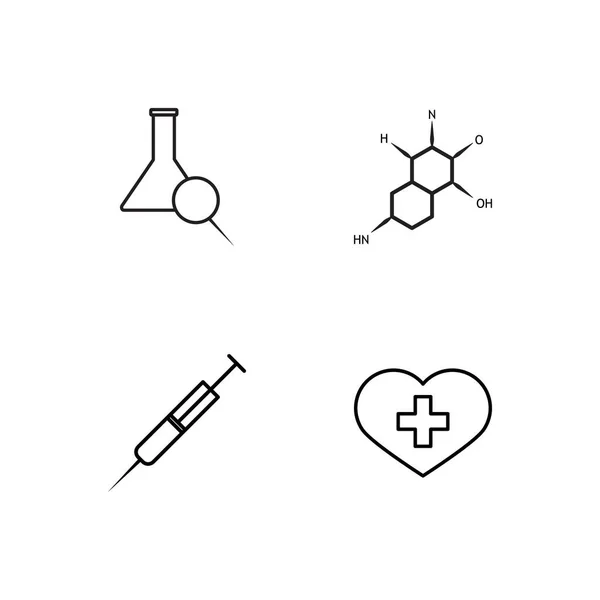 Wetenschap Eenvoudige Overzicht Pictogrammen Set — Stockvector