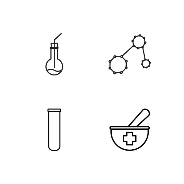 Ciência Simples Conjunto Ícones Delineados — Vetor de Stock