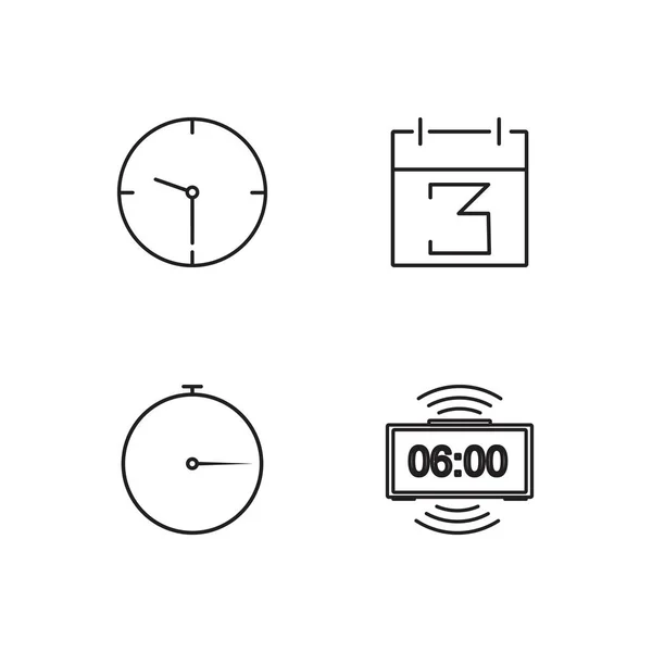 Time Simple Outlined Icons Set — Stock Vector