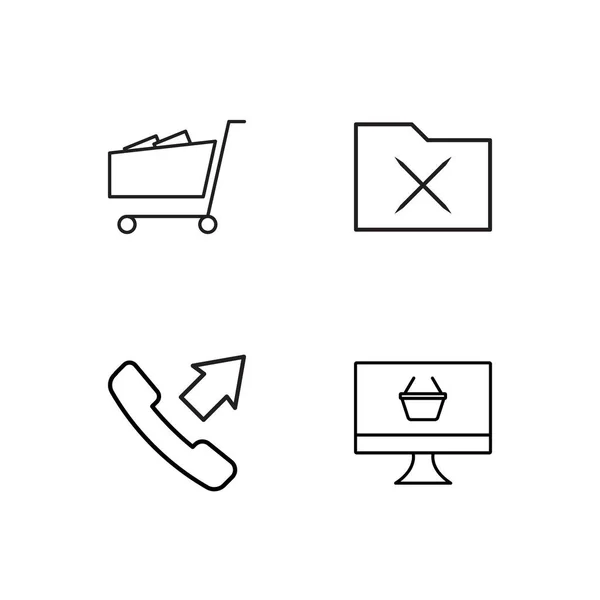 Marketing Simple Outlined Icons Set — Stock Vector