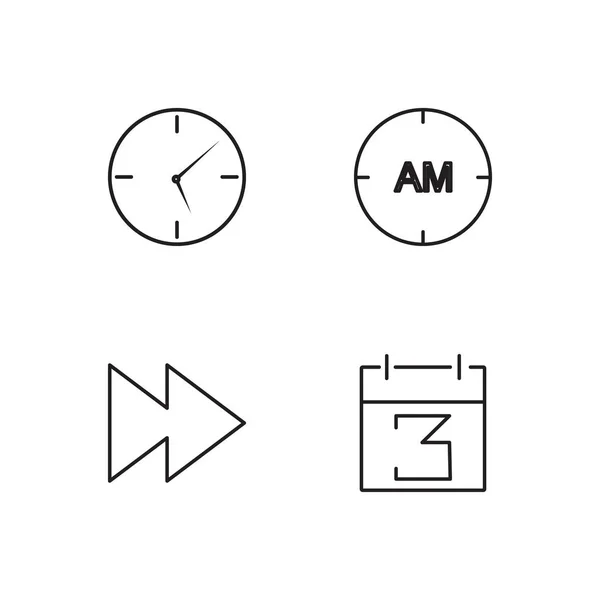 Time Simple Outlined Icons Set — Stock Vector