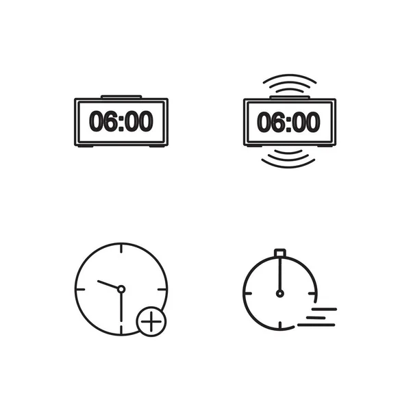 Time Simple Outlined Icons Set — Stock Vector