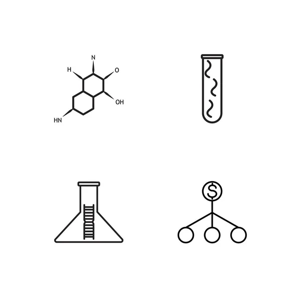 Wissenschaft Einfach Skizzierte Symbole Gesetzt — Stockvektor