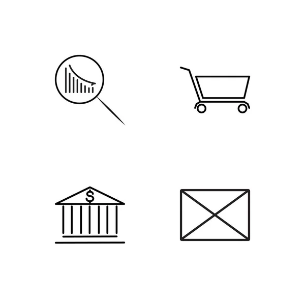 Comercialización Simple Bosquejado Iconos Conjunto — Archivo Imágenes Vectoriales