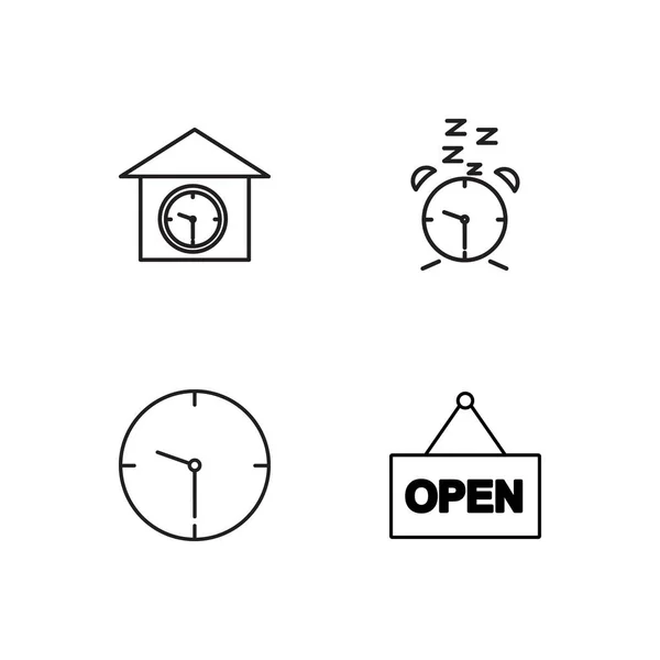 Time Simple Outlined Icons Set — Stock Vector