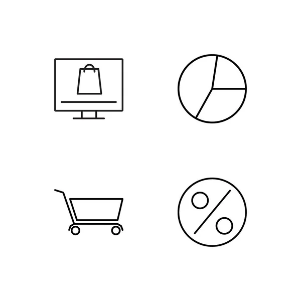 Marketing Simple Outlined Icons Set — Stock Vector