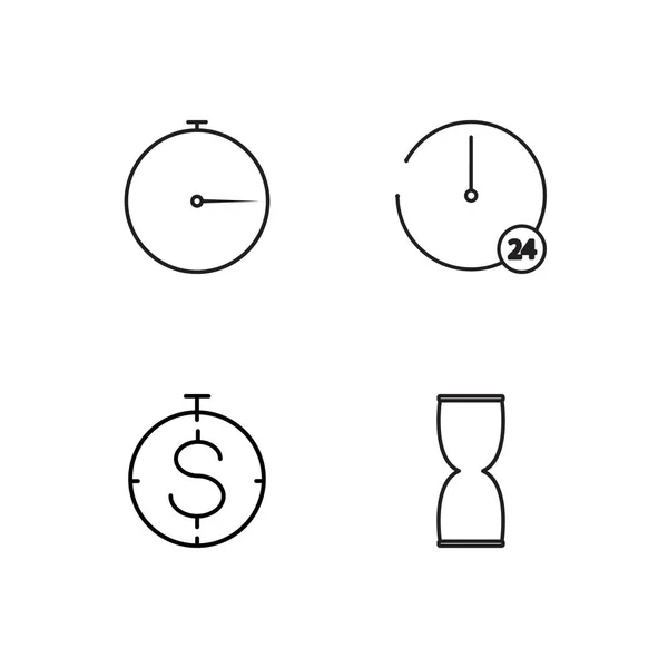 Time Simple Outlined Icons Set — Stock Vector