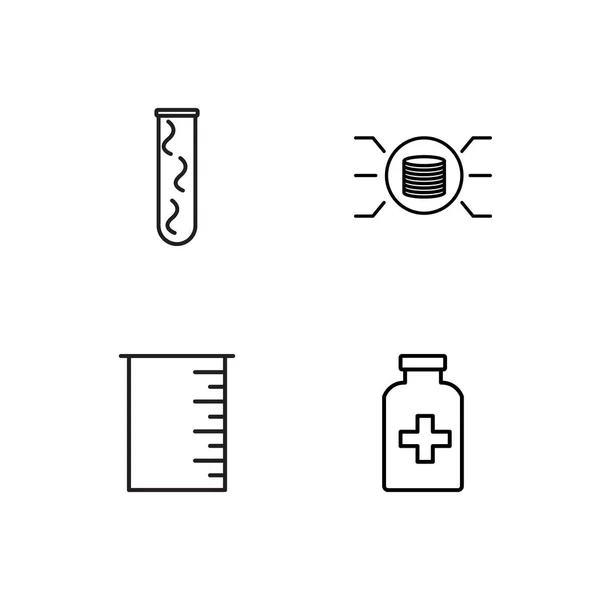 Ciência Simples Conjunto Ícones Delineados —  Vetores de Stock