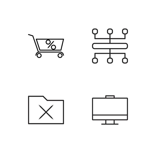 Marketing Simple Outlined Icons Set — Stock Vector