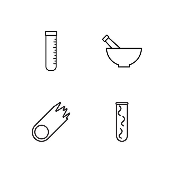 science simple outlined icons set