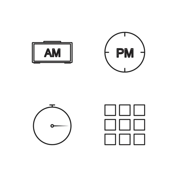 设置时间简单的轮廓图标 — 图库矢量图片