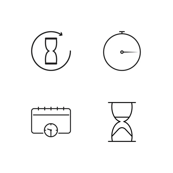 Tiempo Simple Bosquejado Iconos Conjunto — Vector de stock