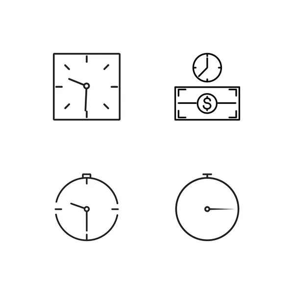 Tempo Simples Conjunto Ícones Delineados —  Vetores de Stock