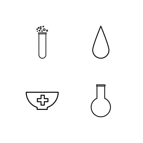 Ciência Simples Conjunto Ícones Delineados —  Vetores de Stock