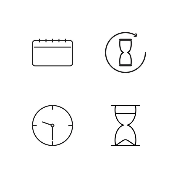 Time Simple Outlined Icons Set — Stock Vector