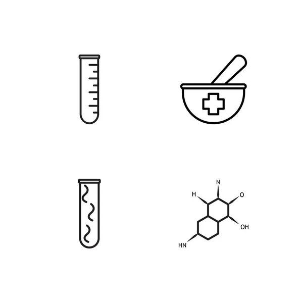 Ciência Simples Conjunto Ícones Delineados —  Vetores de Stock