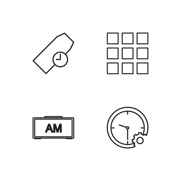 Time Simple Outlined Icons Set — Stock Vector