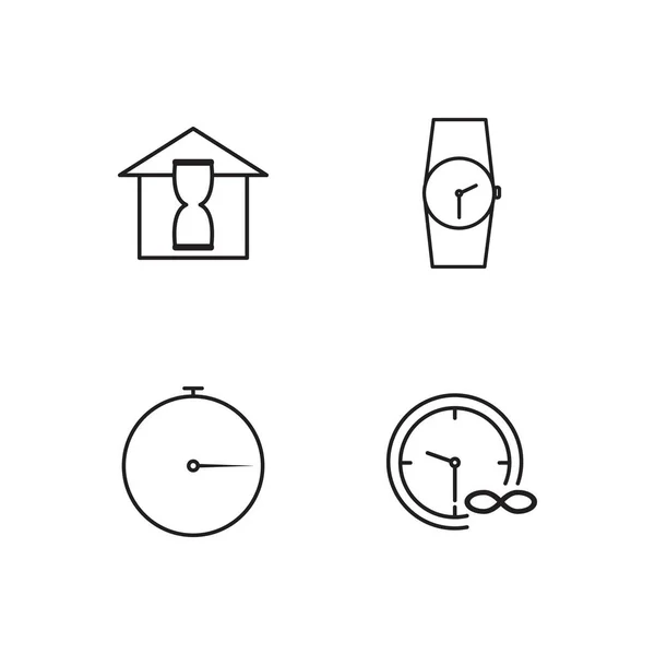Time Simple Outlined Icons Set — Stock Vector