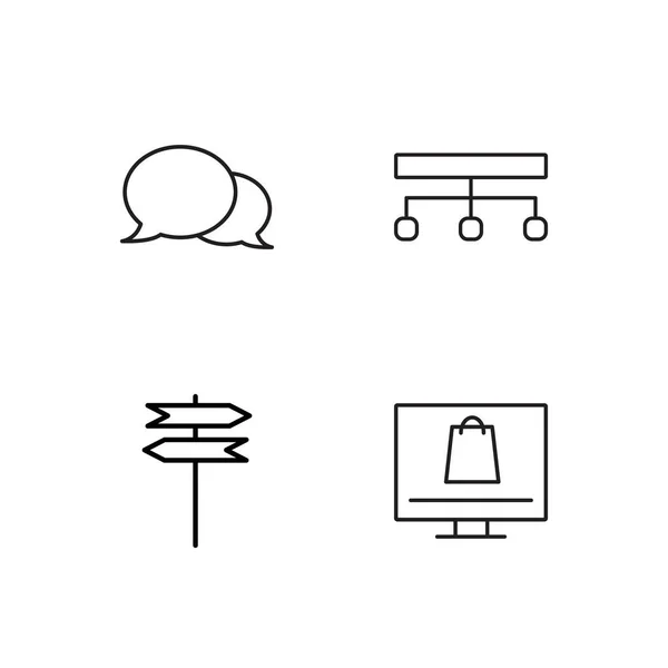 Marketing Simple Outlined Icons Set — Stock Vector