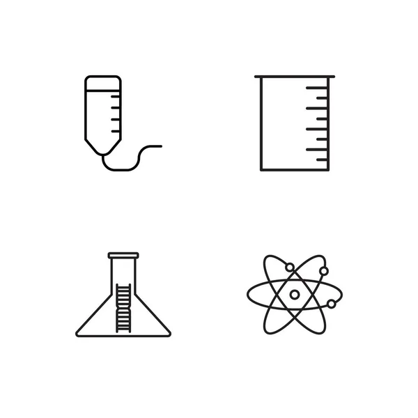 Science Simple Outlined Icons Set — Stock Vector