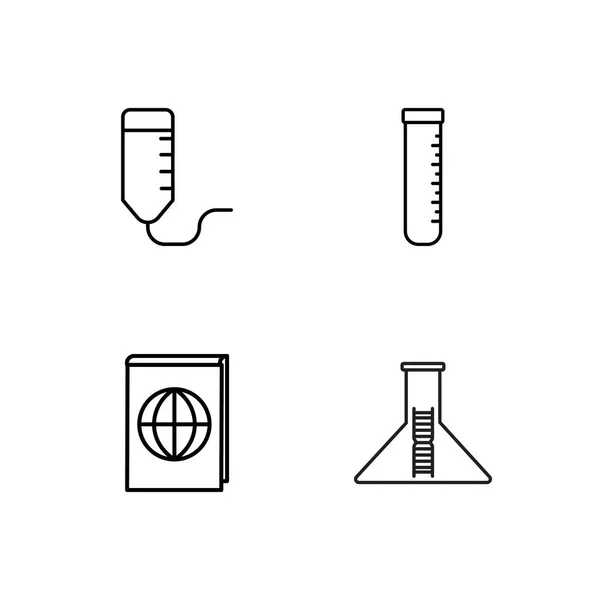 Science Simple Outlined Icons Set — Stock Vector