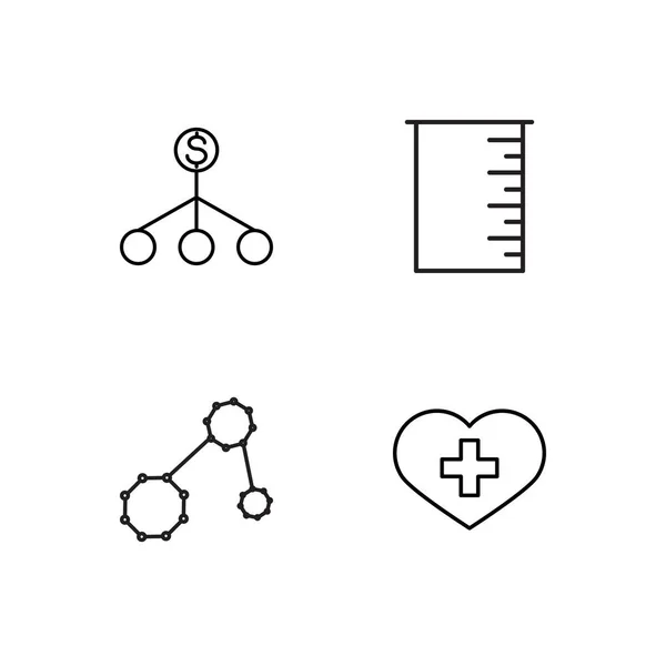 Scienza Semplice Delineato Icone Impostate — Vettoriale Stock