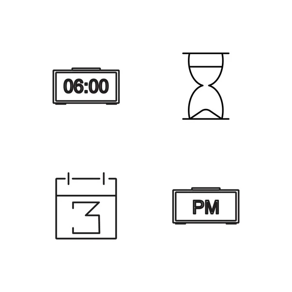 Tiempo Simple Bosquejado Iconos Conjunto — Vector de stock