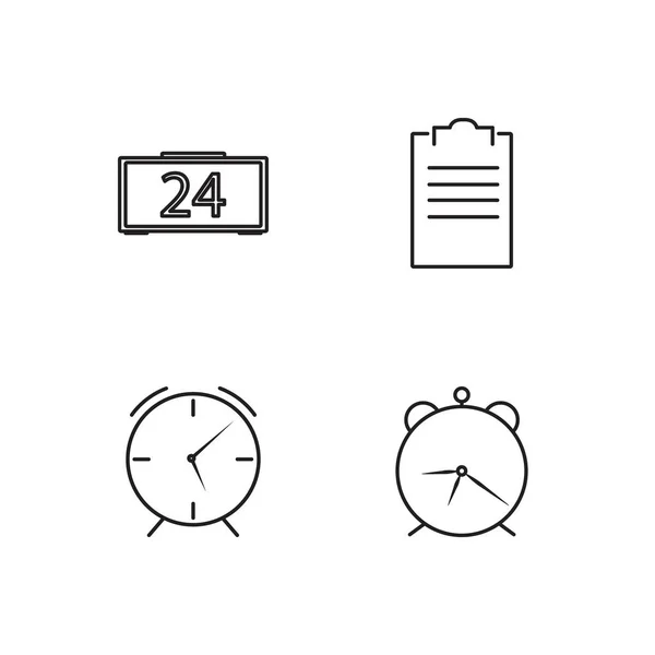 Time Simple Outlined Icons Set — Stock Vector