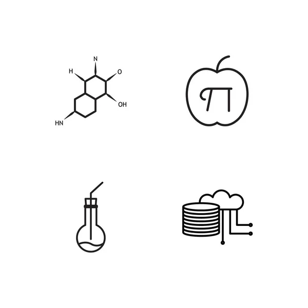 Science Simple Outlined Icons Set — Stock Vector