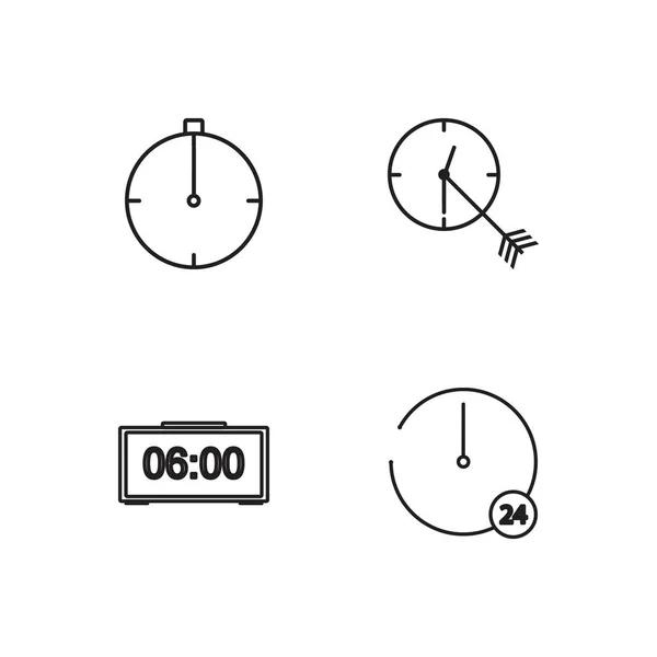 Tiempo Simple Bosquejado Iconos Conjunto — Vector de stock