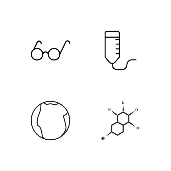 Science Simple Outlined Icons Set — Stock Vector