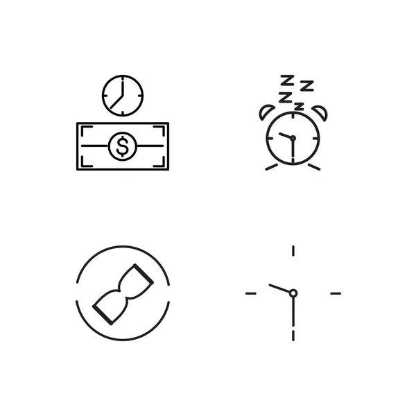 Tiempo Simple Bosquejado Iconos Conjunto — Vector de stock