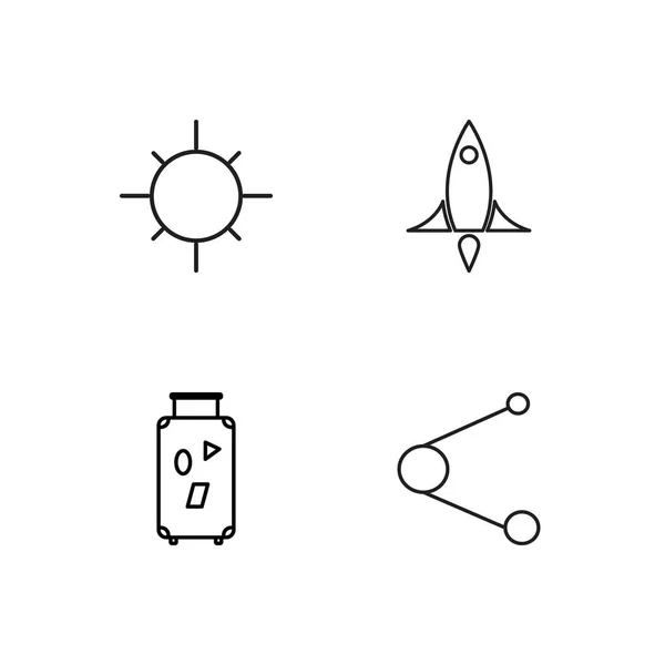 Viagem simples conjunto de ícones delineados — Vetor de Stock