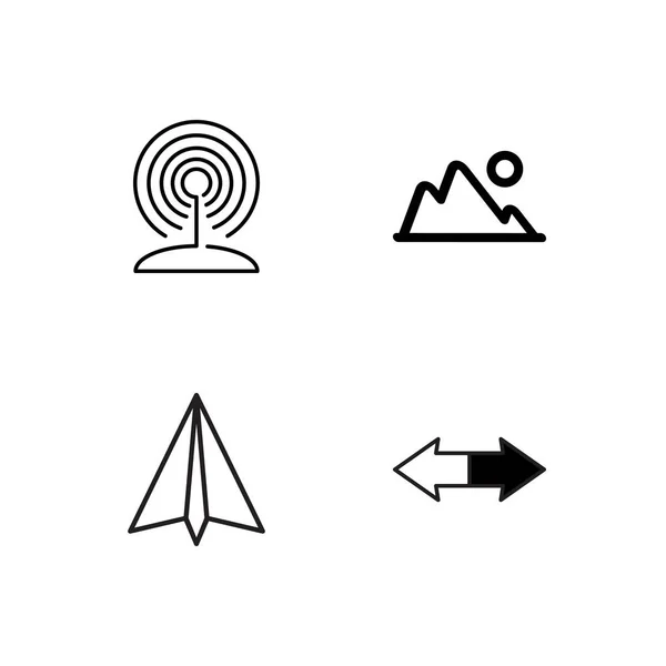 Cestovní sada jednoduché obrysy ikony — Stockový vektor