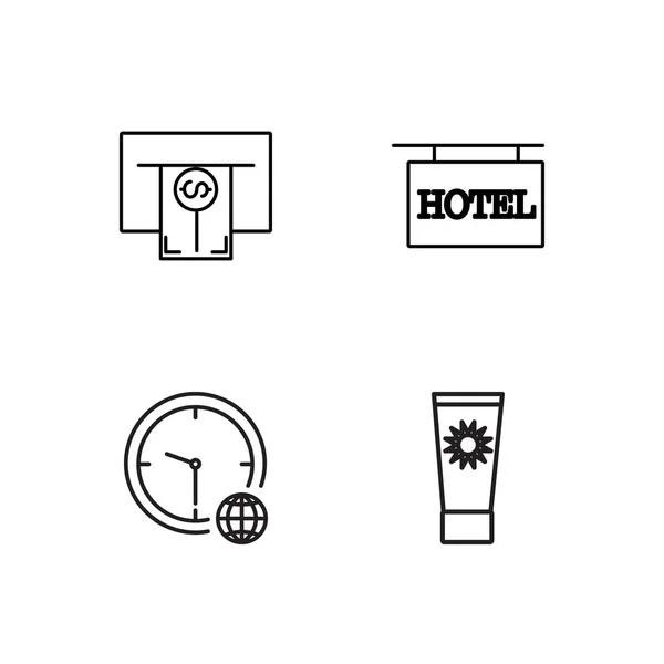 Viaje simple bosquejado iconos conjunto — Vector de stock