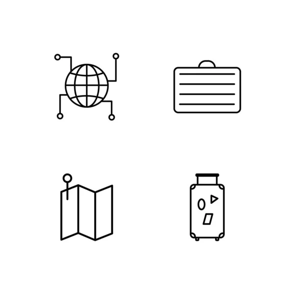 Viaje simple bosquejado iconos conjunto — Vector de stock