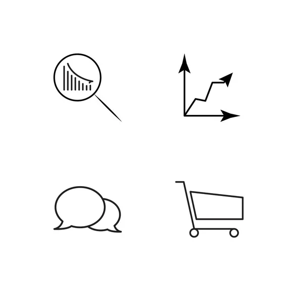 Marketing semplice delineato icone set — Vettoriale Stock