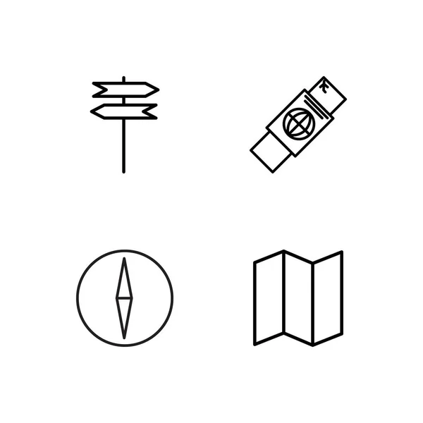 Viagem simples conjunto de ícones delineados — Vetor de Stock
