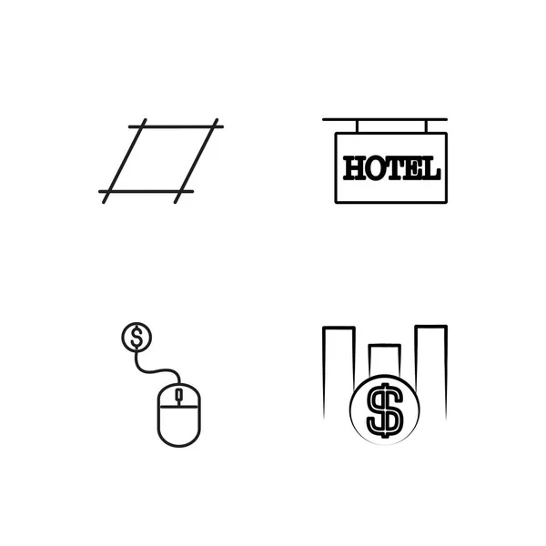 Marketing zestaw prostych ikon konspektem — Wektor stockowy